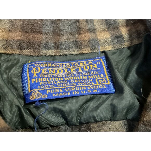 Vtg Pendleton Board Shirt M Virgin Wool Plaid Loop Collar Long Sleeve Shacket - Picture 2 of 5